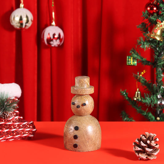 Christmas Wooden Snowman Artifact S/2