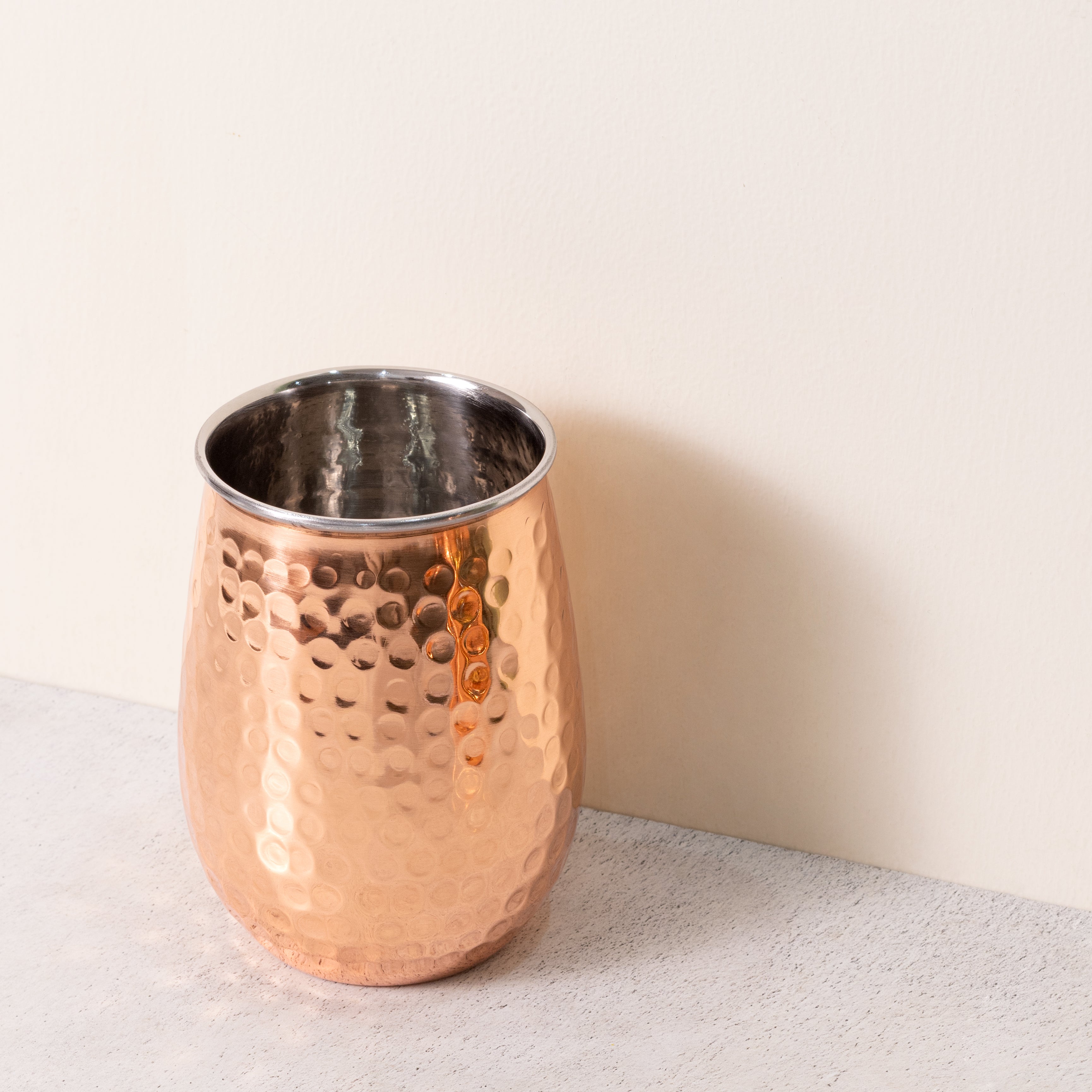 Shiny Copper Stemless Glass 2ply Steel and Copper-Steel Inside with Copper Outside