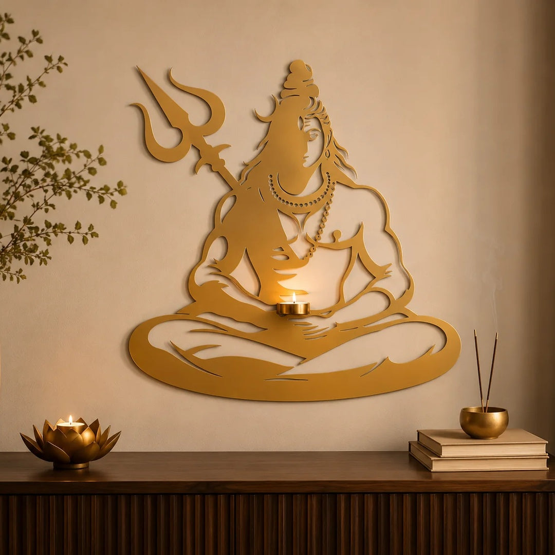 Shiv Ji Wall Hanging With Candle Stand