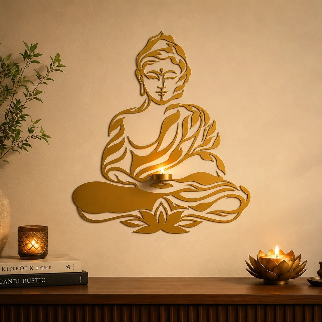 Buddha Wall Hanging With Candle Stand