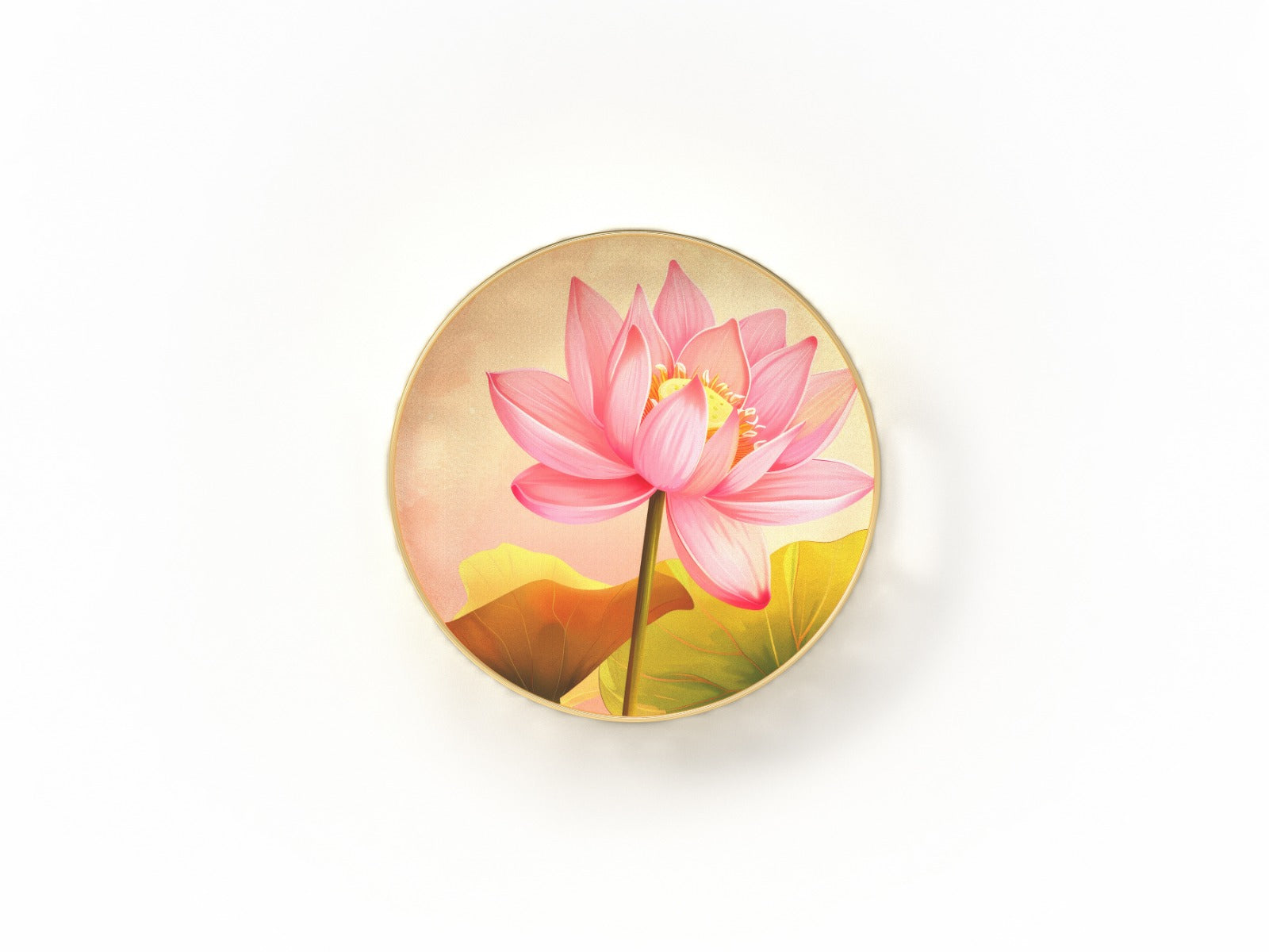 Round Serving Tray with Lotus