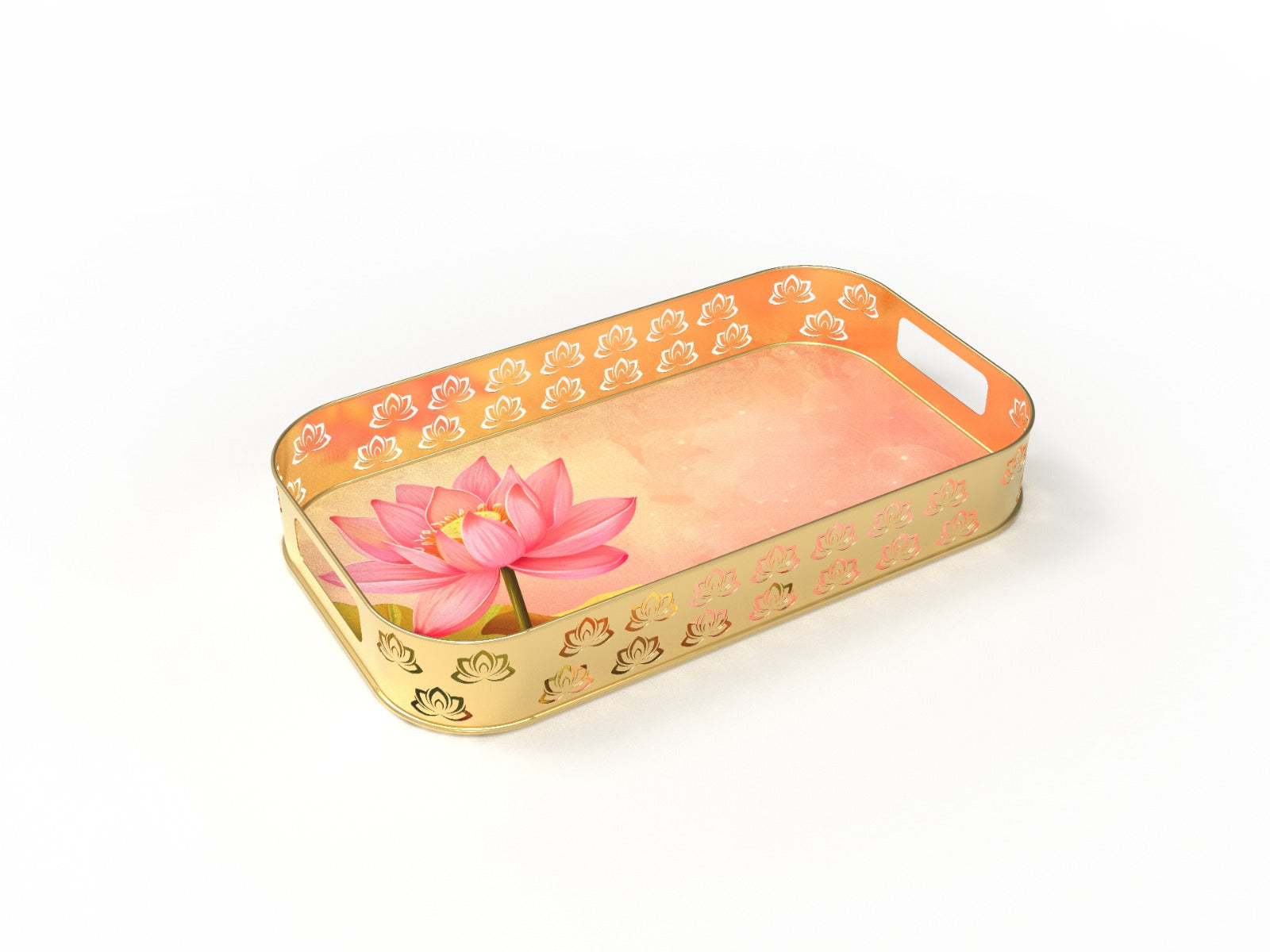 Rectangular Serving Tray with Lotus