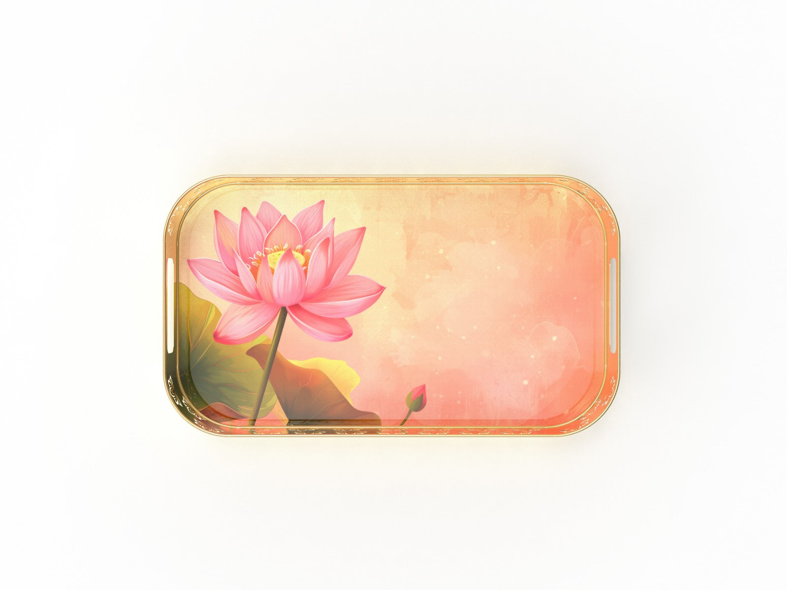Rectangular Serving Tray with Lotus