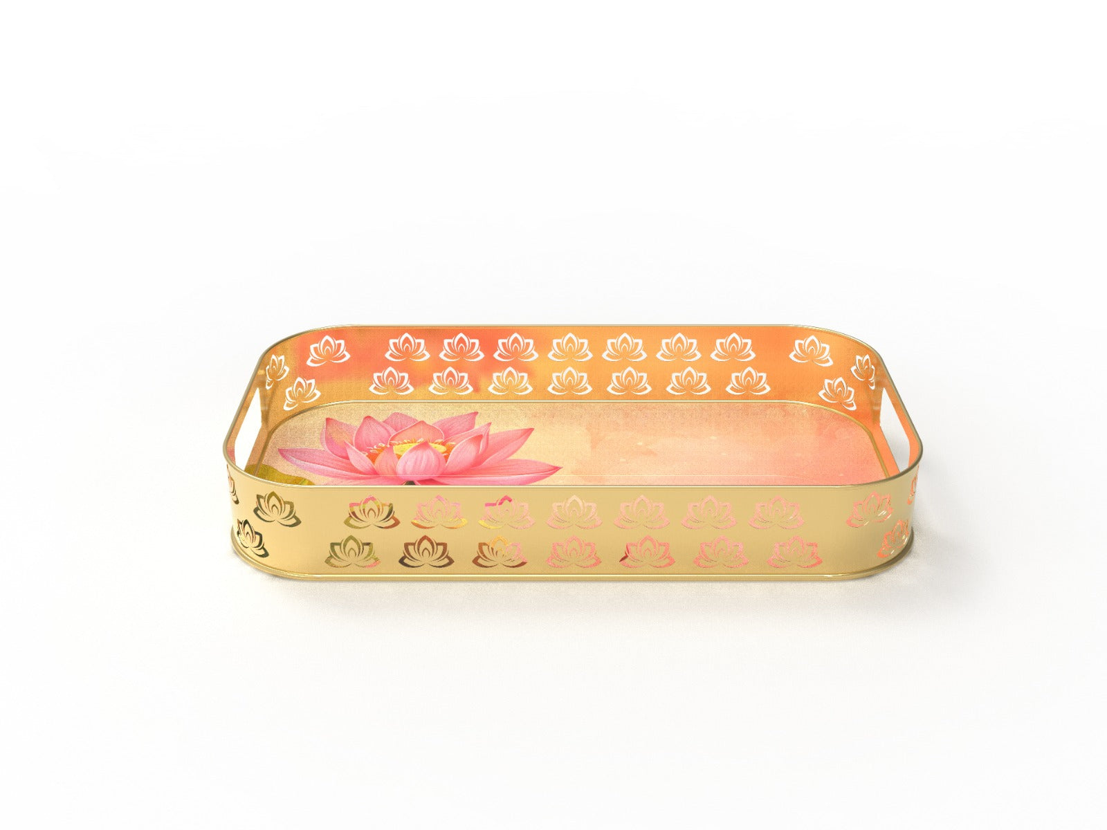 Rectangular Serving Tray with Lotus