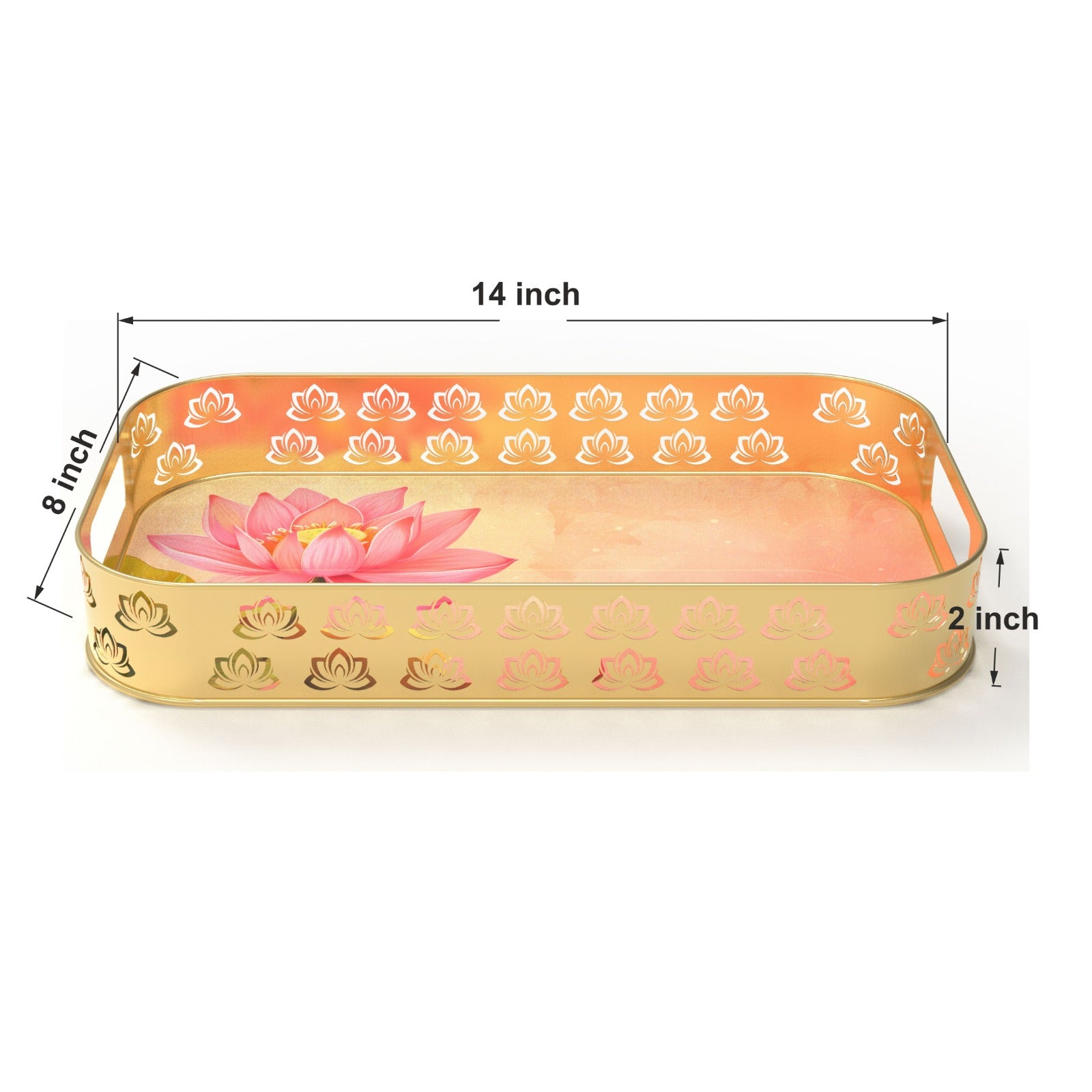 Rectangular Serving Tray with Lotus
