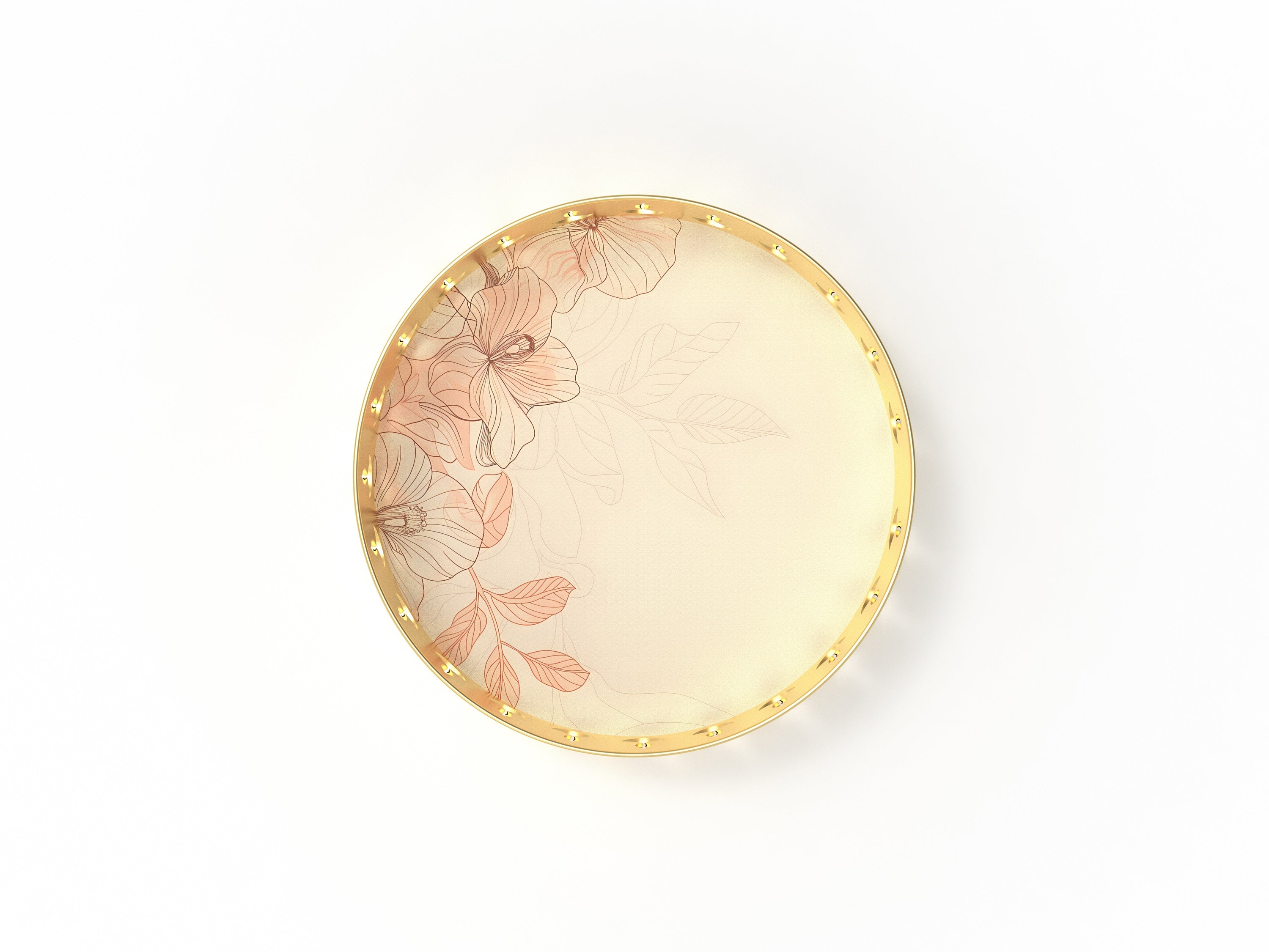 Round Serving Tray with Leaf Motif