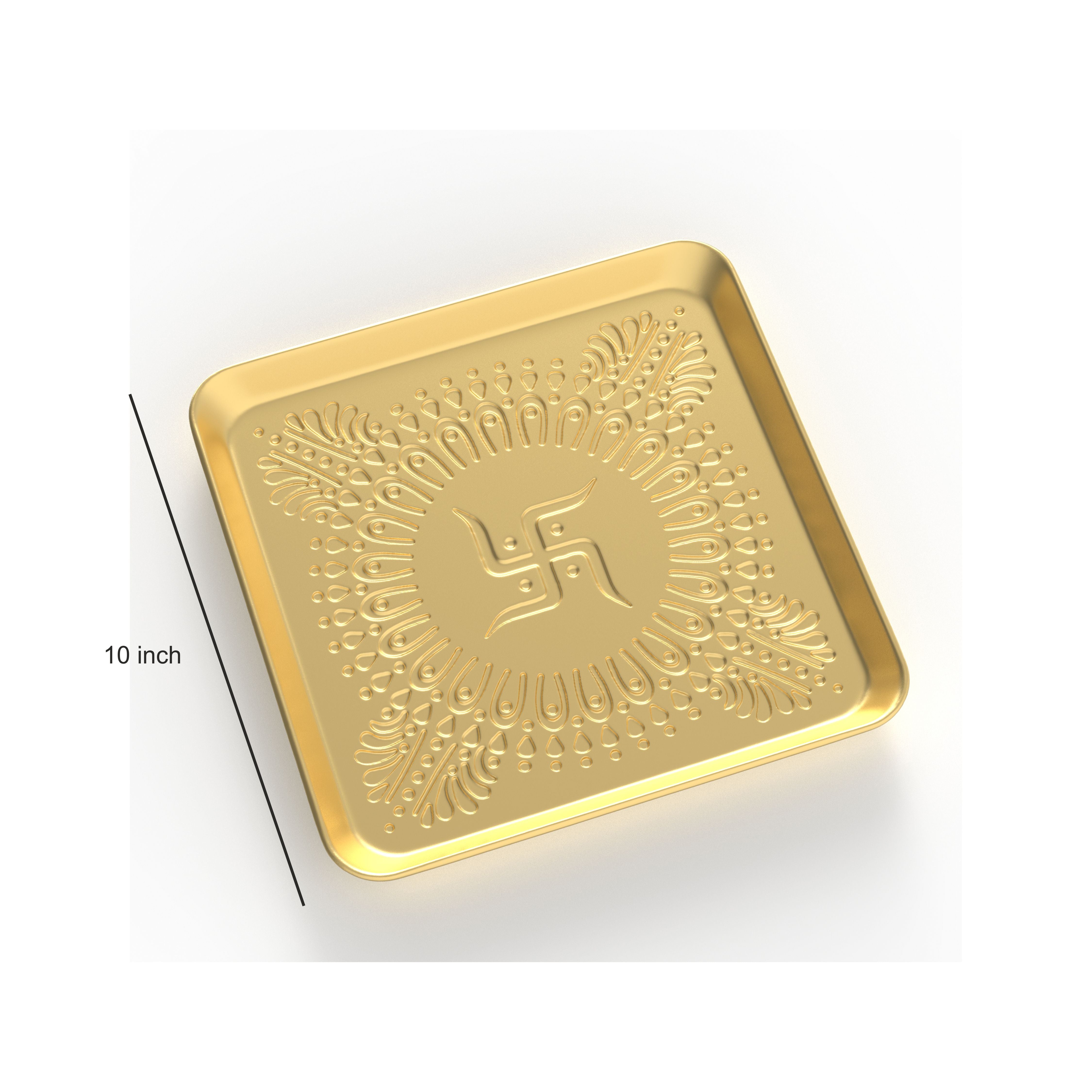 Swastik Gold Finish Urli Platter - Decorative Bowl for Flowers & Candles