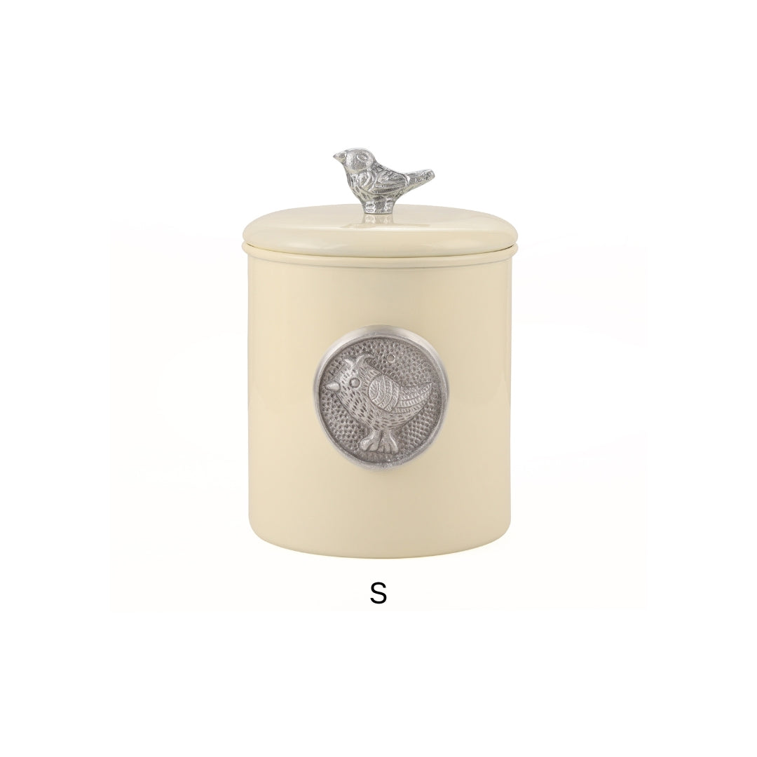 Matt Cream Powder Coating Steel Kitchen Storage Canister Set Includes Large, Medium, Small & Extra Small Sizes | Kitchen Organiser & Condiment storage