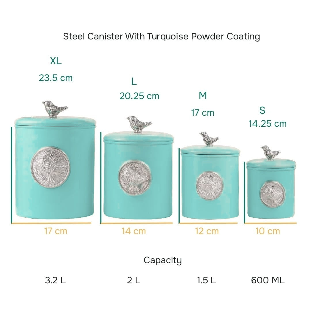Matt Blue Powder Coating Steel Kitchen Storage Canister (Set of 4)