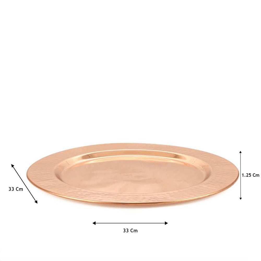 Charger Copper Platting Steel Plate Set of 4 for Dining & Table Decoration Serving Tray, Tableware and Dinnerware Plates