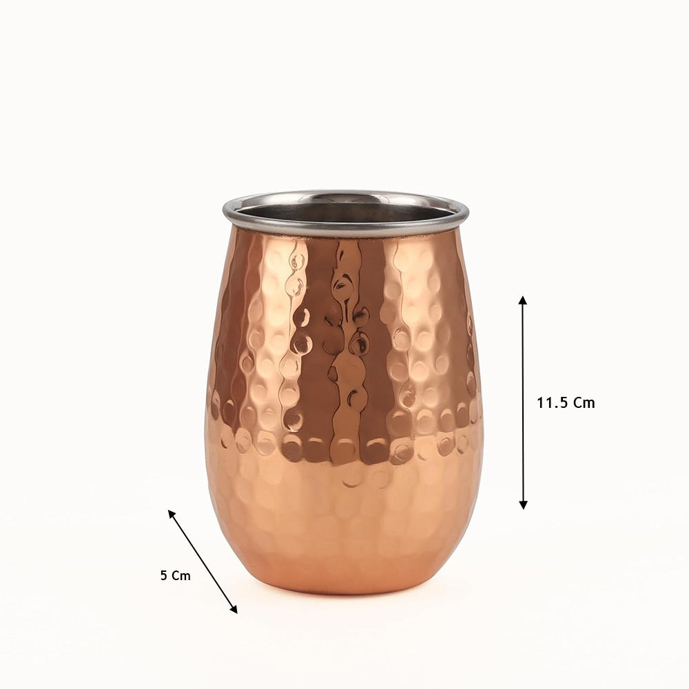 Shiny Copper Stemless Glass 2ply Steel and Copper-Steel Inside with Copper Outside