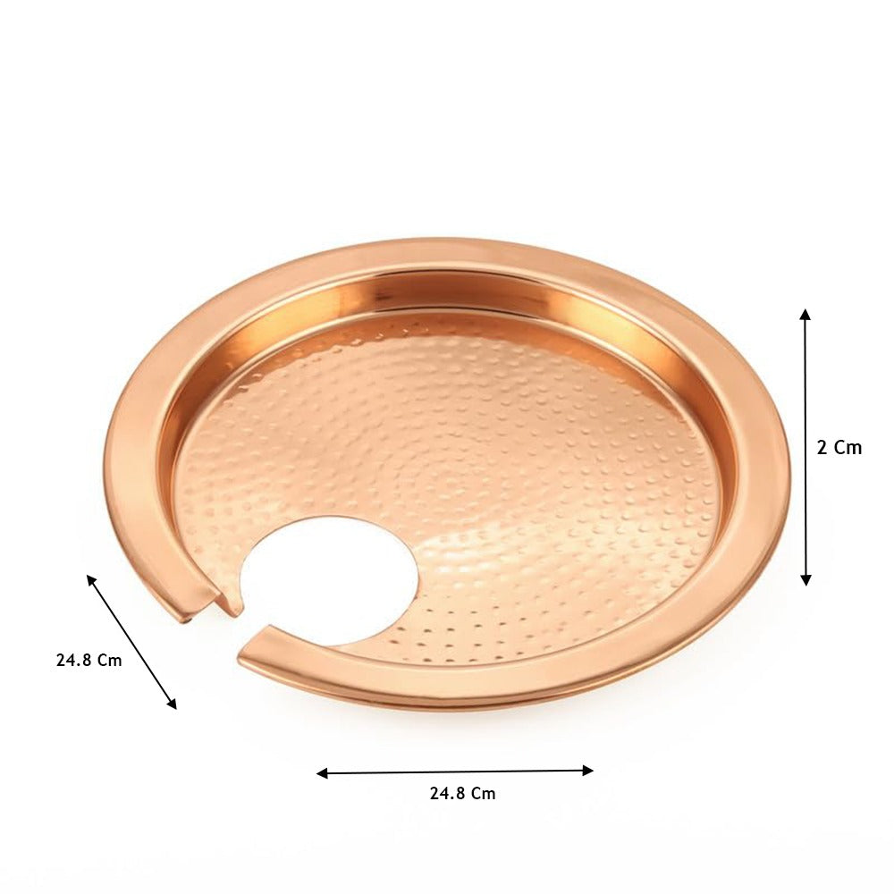 ALCU Copper Plated Steel Buffet Plate | Breakfast, Lunch & Dinner Plates with Copper Polish Round Plates (Set of 4)