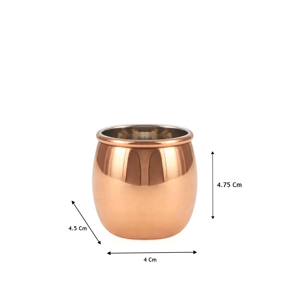 Shiny Copper Shot Round Mug Cup Set of 4 with Brass Handle