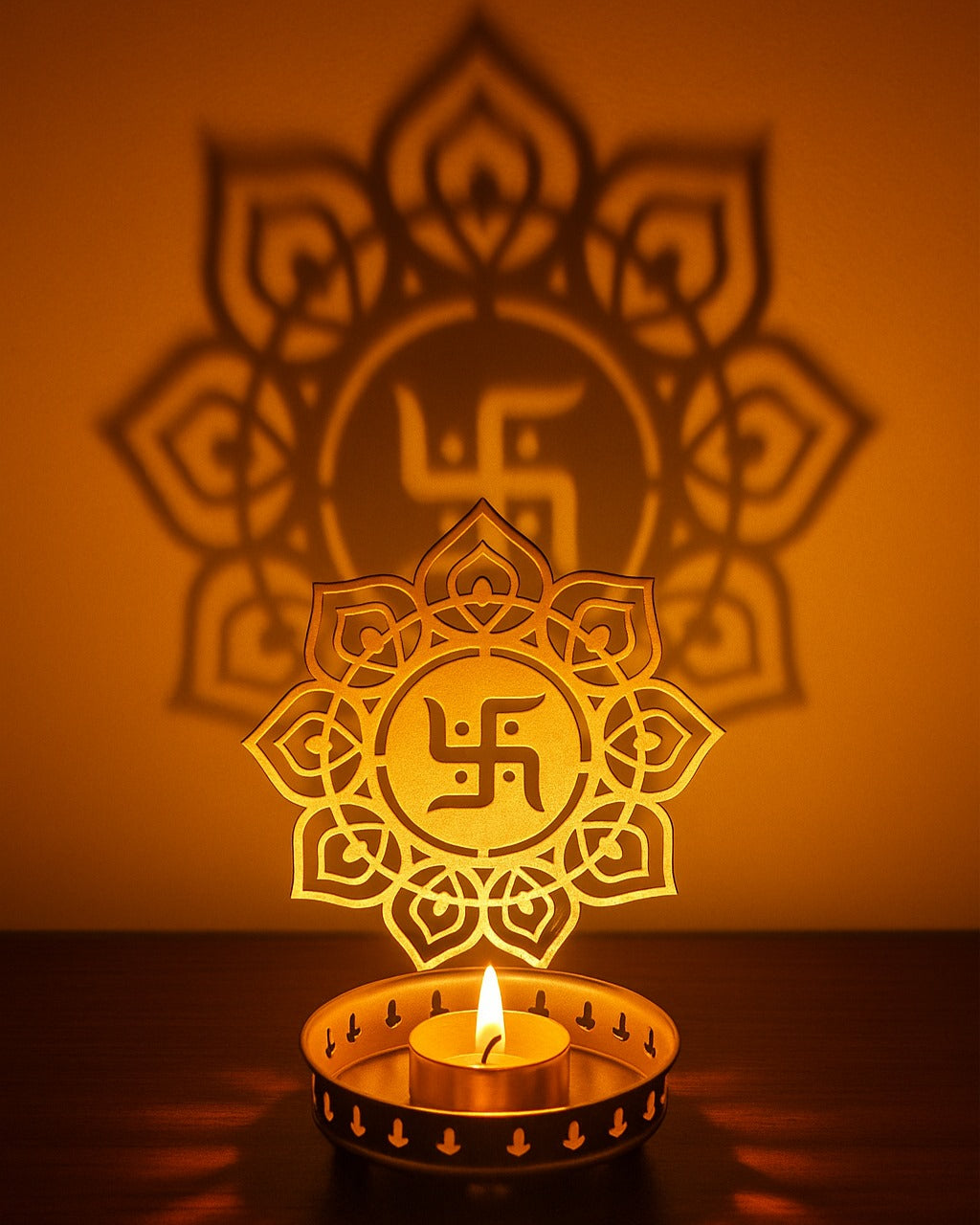 Swastik Stand with Urli – Elegant Decorative Bowl Featuring Swastik Symbol for Floating Candles & Flowers | Perfect Home Décor Accent for Spirituality and Prosperity