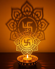 Swastik Stand with Urli – Elegant Decorative Bowl Featuring Swastik Symbol for Floating Candles & Flowers | Perfect Home Décor Accent for Spirituality and Prosperity