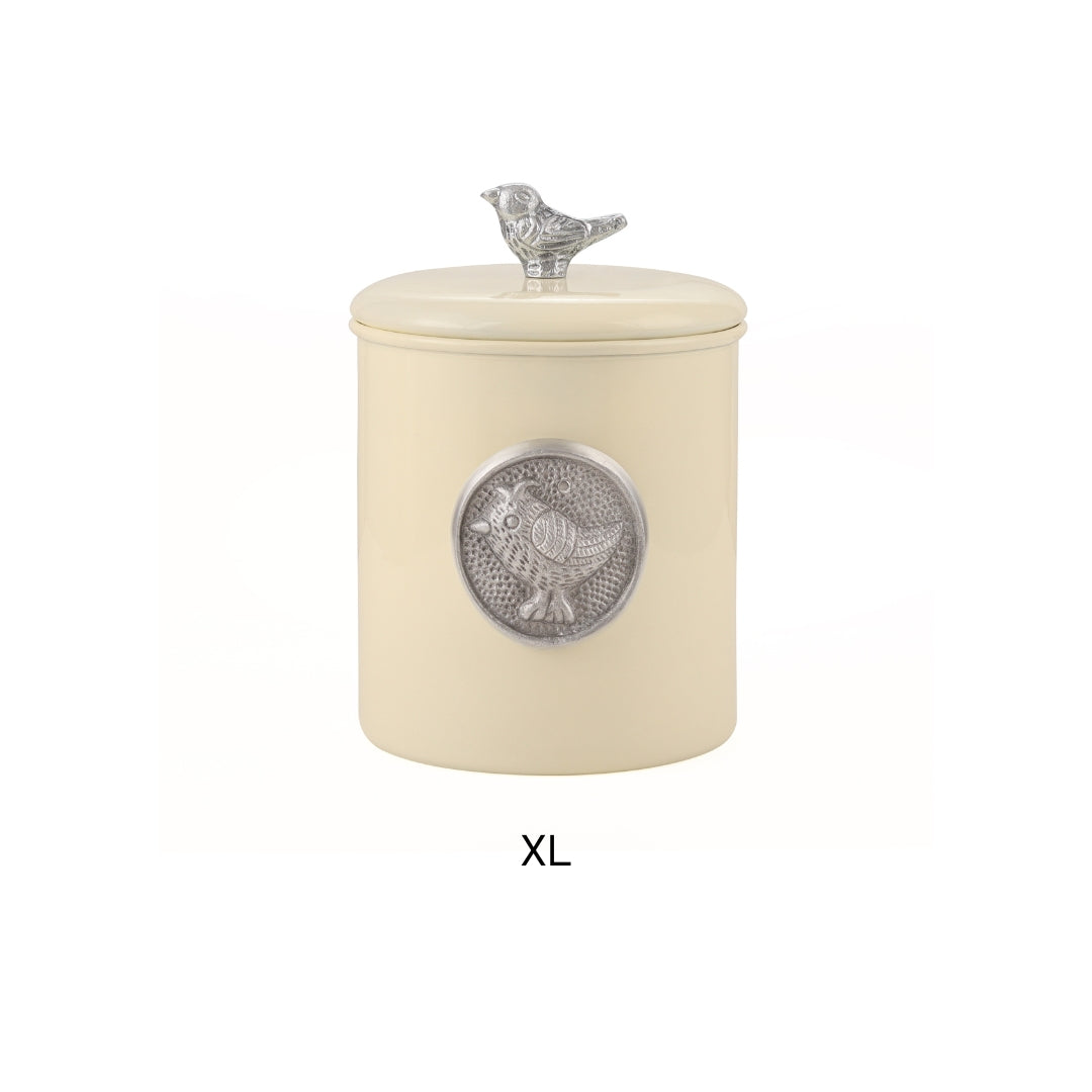 Matt Cream Powder Coating Steel Kitchen Storage Canister Set Includes Large, Medium, Small & Extra Small Sizes | Kitchen Organiser & Condiment storage